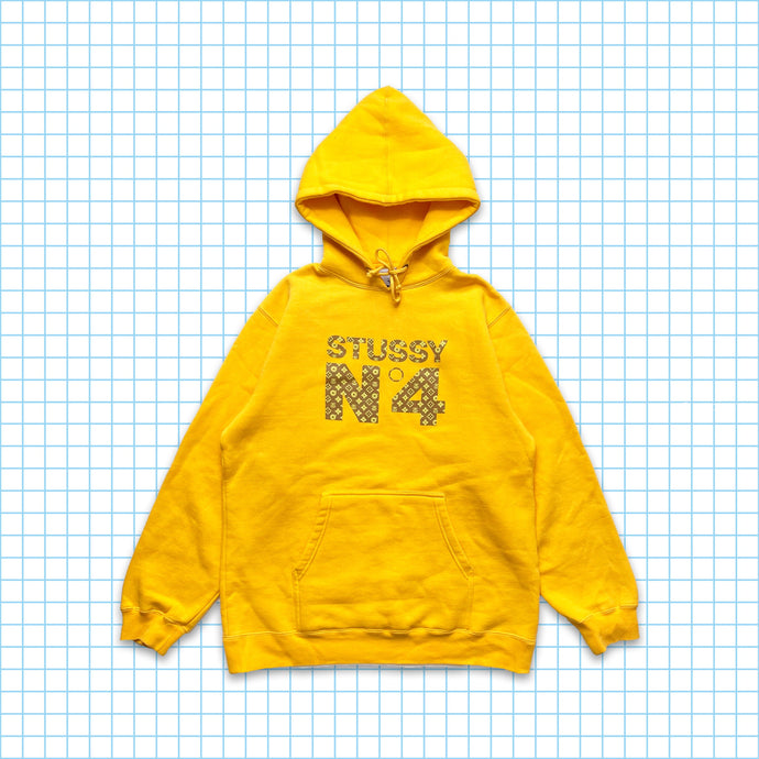 Vintage Stüssy Monogram Yellow Hoodie - Large