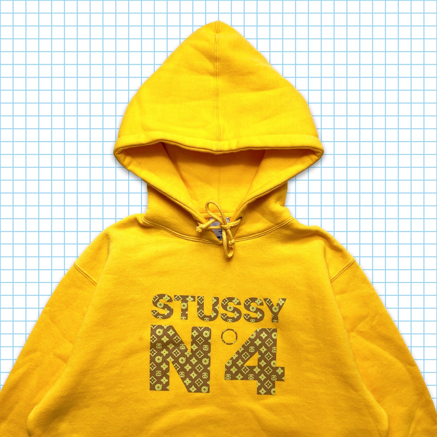 Vintage Stüssy Monogram Yellow Hoodie - Large