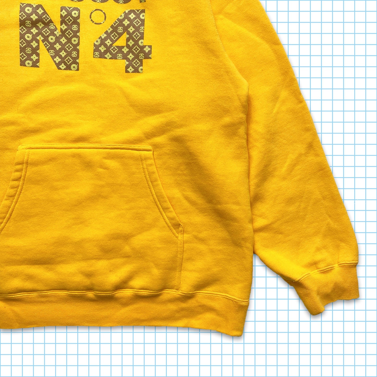 Vintage Stüssy Monogram Yellow Hoodie - Large