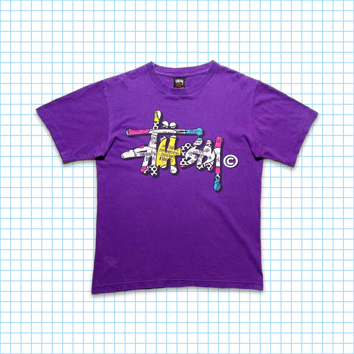 T-shirt violet Vintage Stüssy Script Spellout - Petit