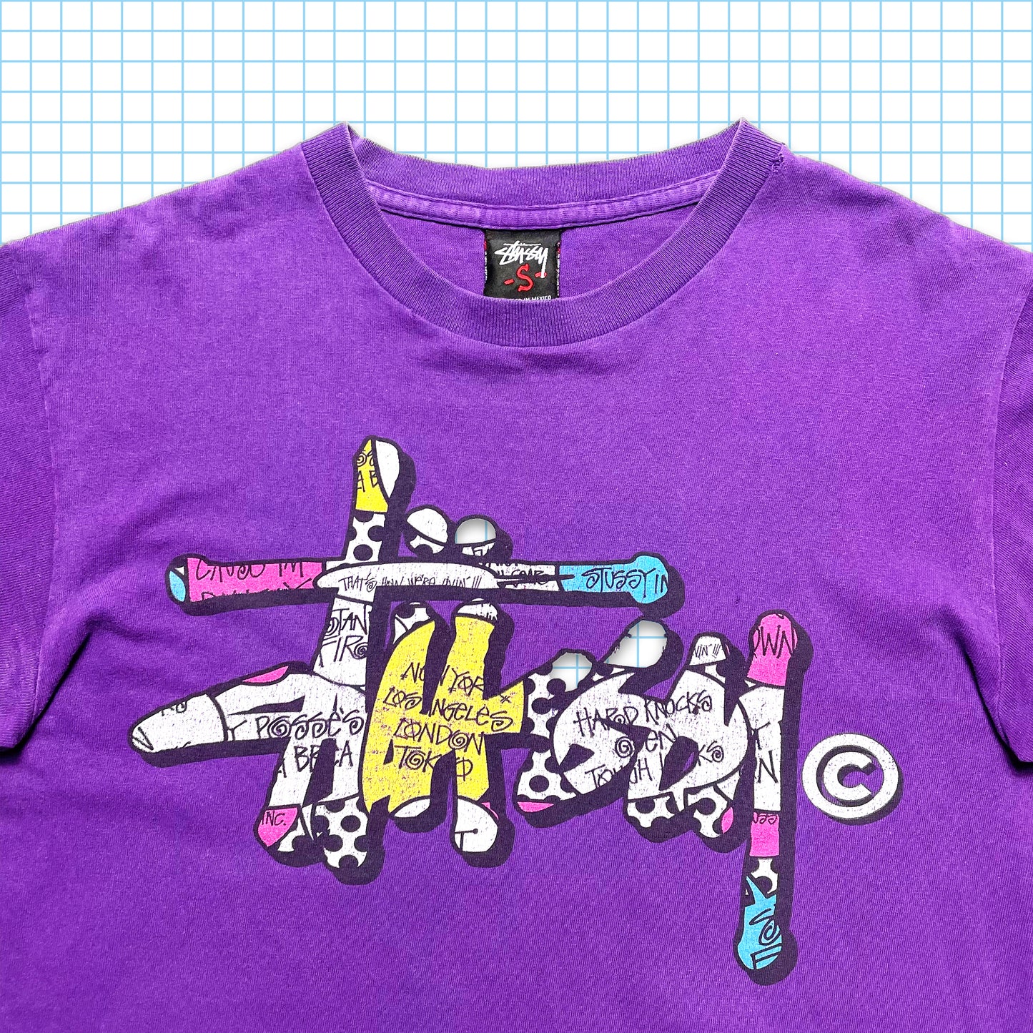 Vintage Stüssy Script Spellout Purple Tee - Small