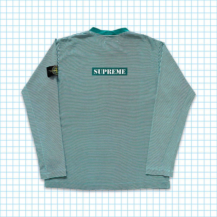 Supreme x Stone Island T-shirt à manches longues rayé vert SS15' - Large