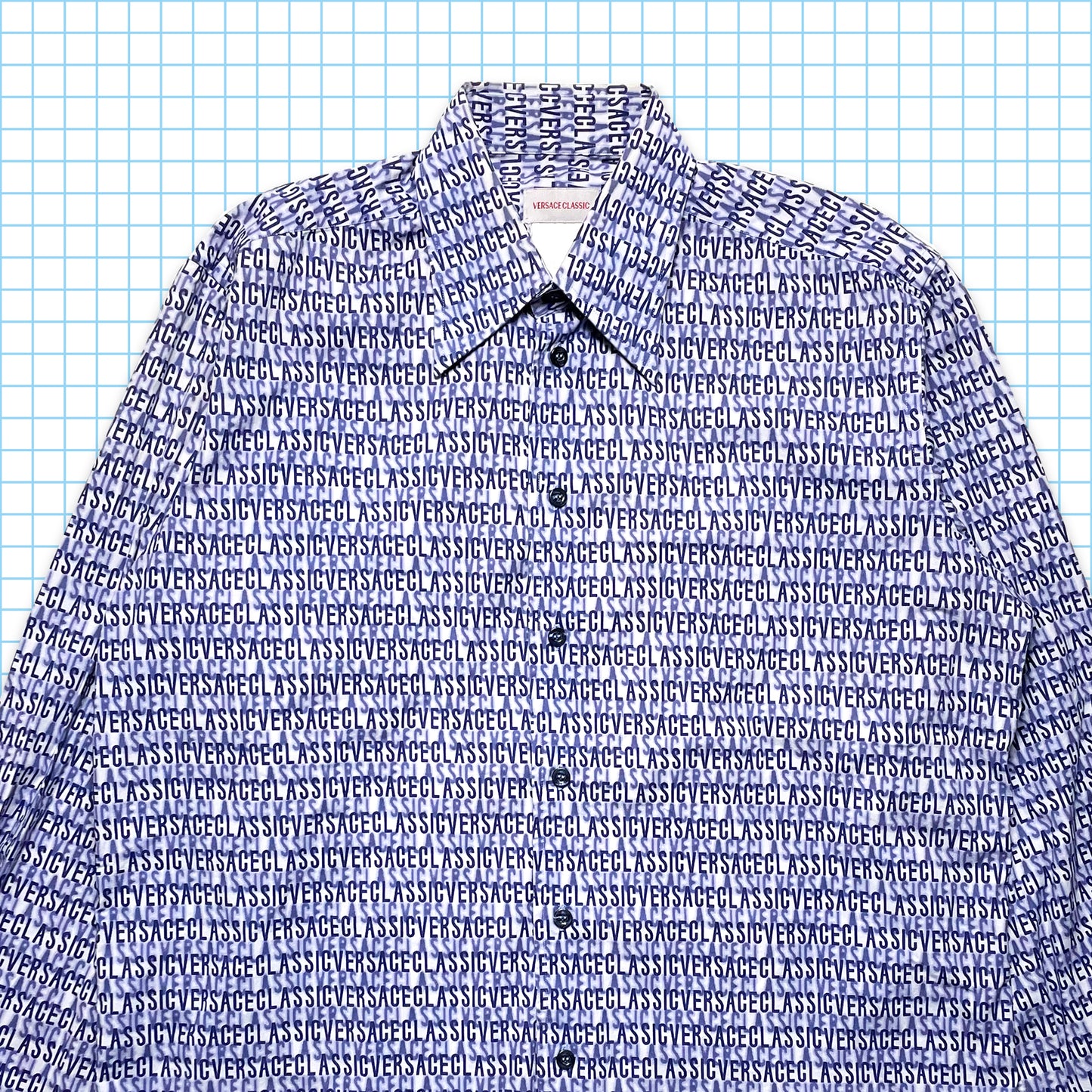 Vintage Versace Classic Repeat Blue Shirt - Extra Large
