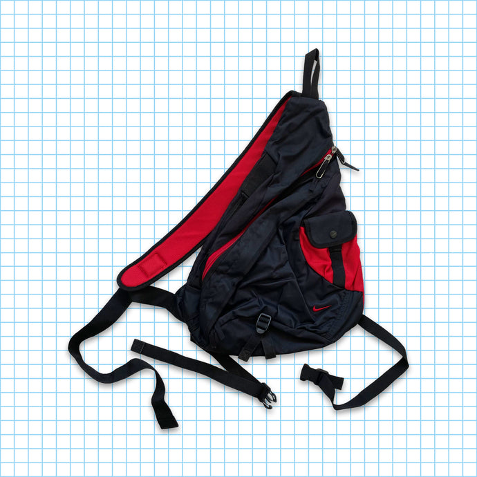 vintage Nike Technique Rouge/Noir Tri-Harness Cross Body Bag