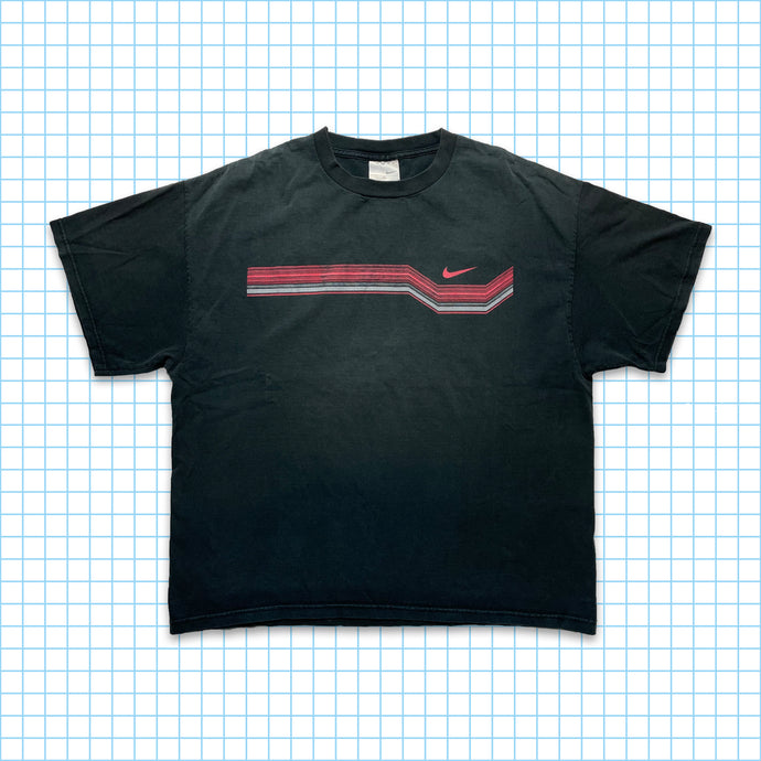 Vintage Nike Faded Black Lines Graphic Tee - Extra Large