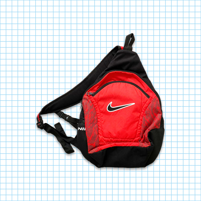 vintage Nike Technique Rouge/Noir Swoosh Tri-Harness Cross Body Bag