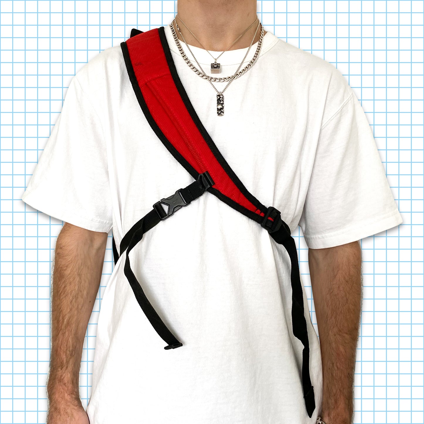 Vintage Nike Technical Red/Black Swoosh Tri-Harness Cross Body Bag