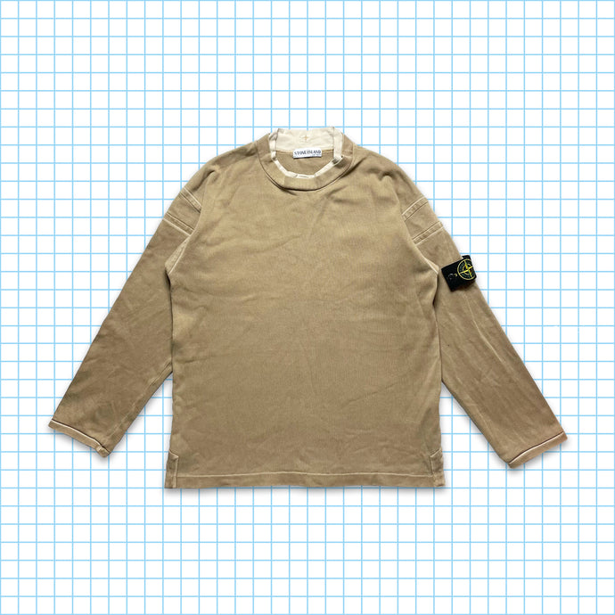 Vintage Stone Island Reinforced Neck Camel Crewneck SS01'