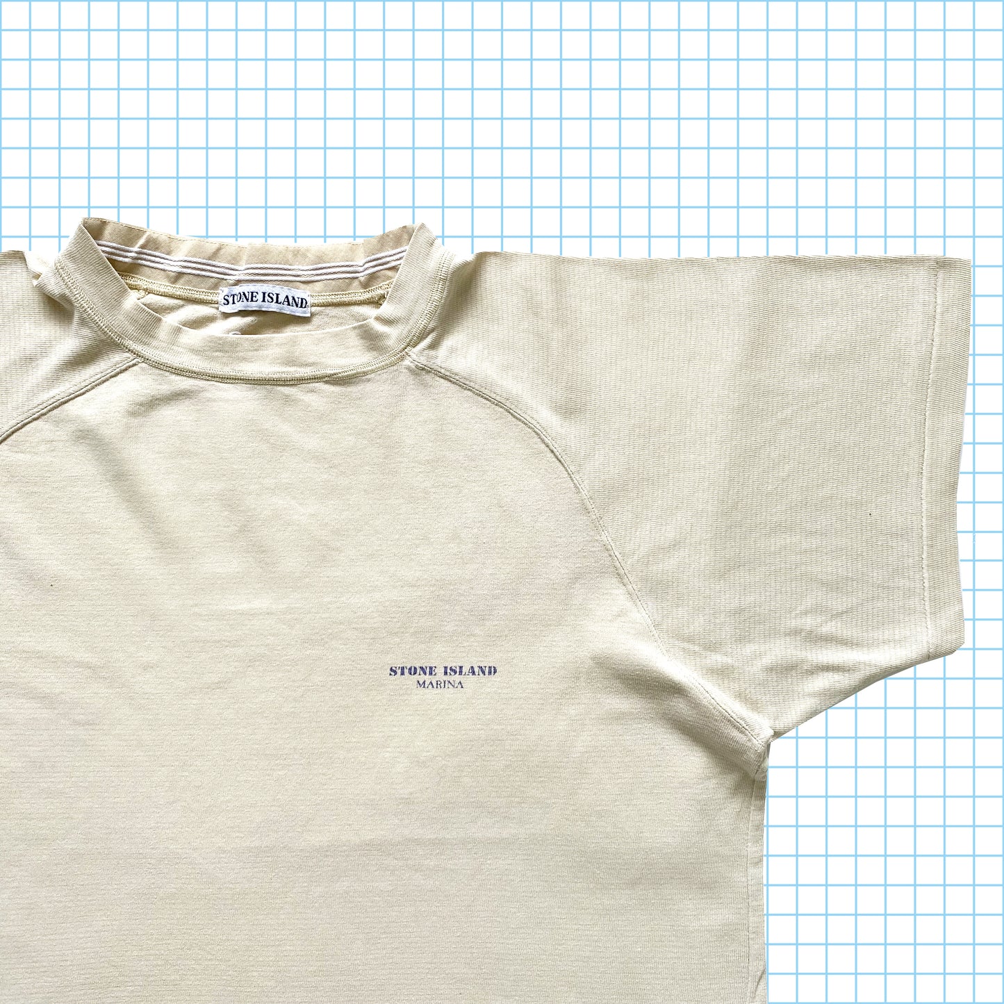 Early 90’s Stone Island Marina Heavy Spell Out Tee - Medium / Large