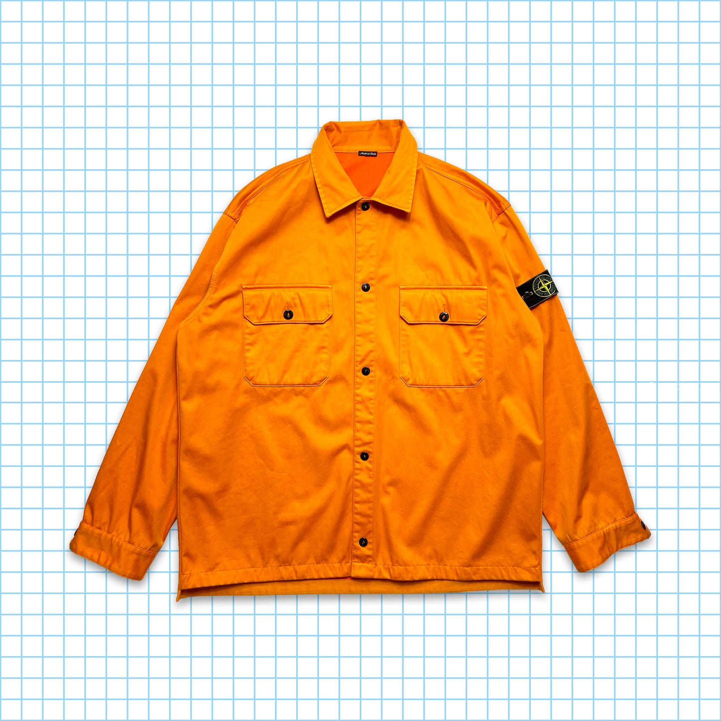 Vintage Stone Island Bright Orange Reversible Velvet Raso Floccato Coach Jacket AW95' - Large / Extra Large