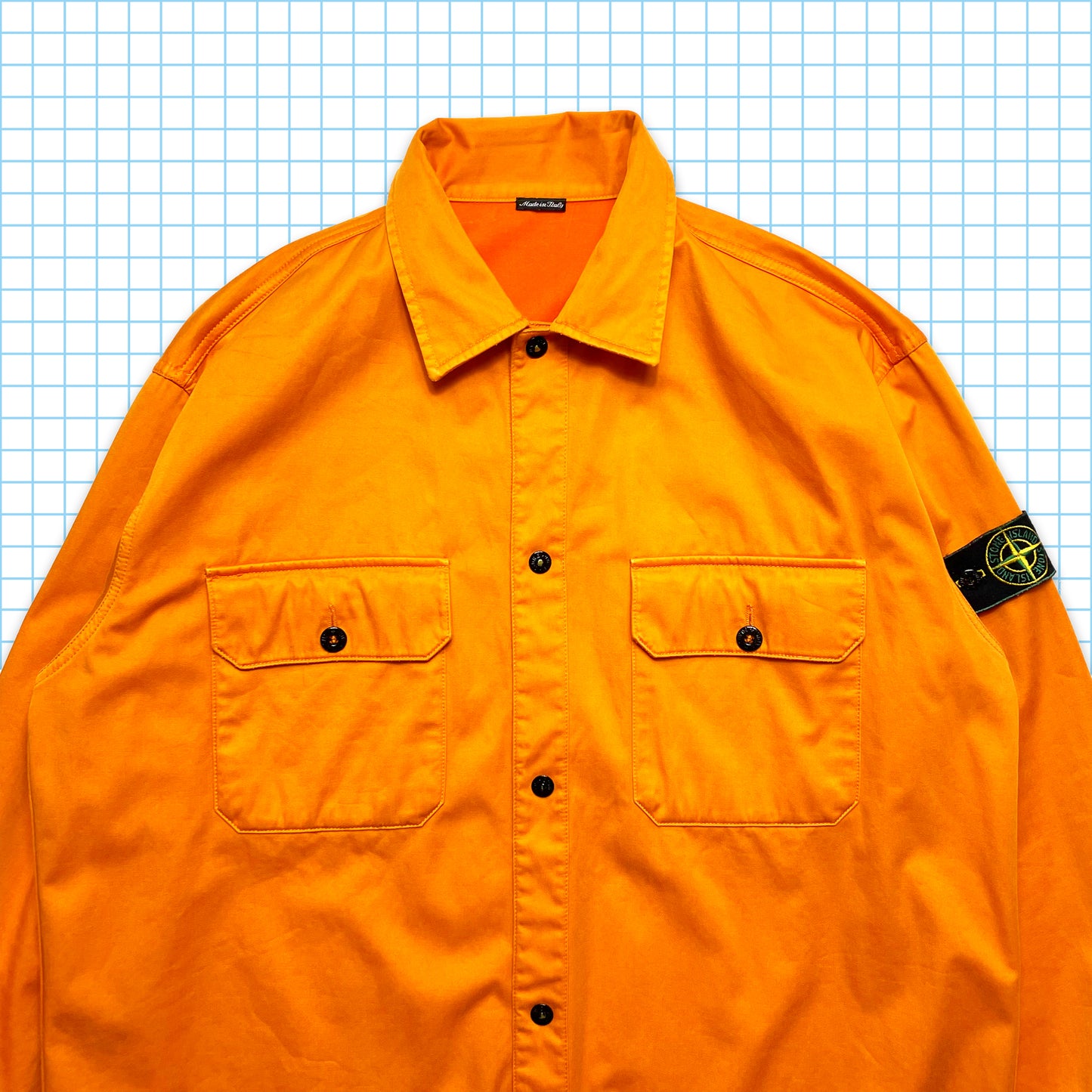 Vintage Stone Island Bright Orange Reversible Velvet Raso Floccato Coach Jacket AW95' - Large / Extra Large