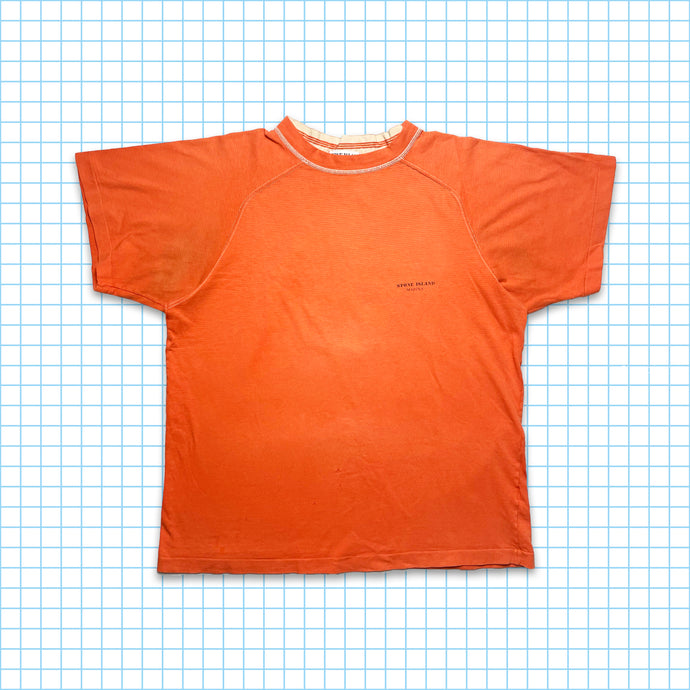 Late 90’s Stone Island Marina Orange Spell Out Tee - Large