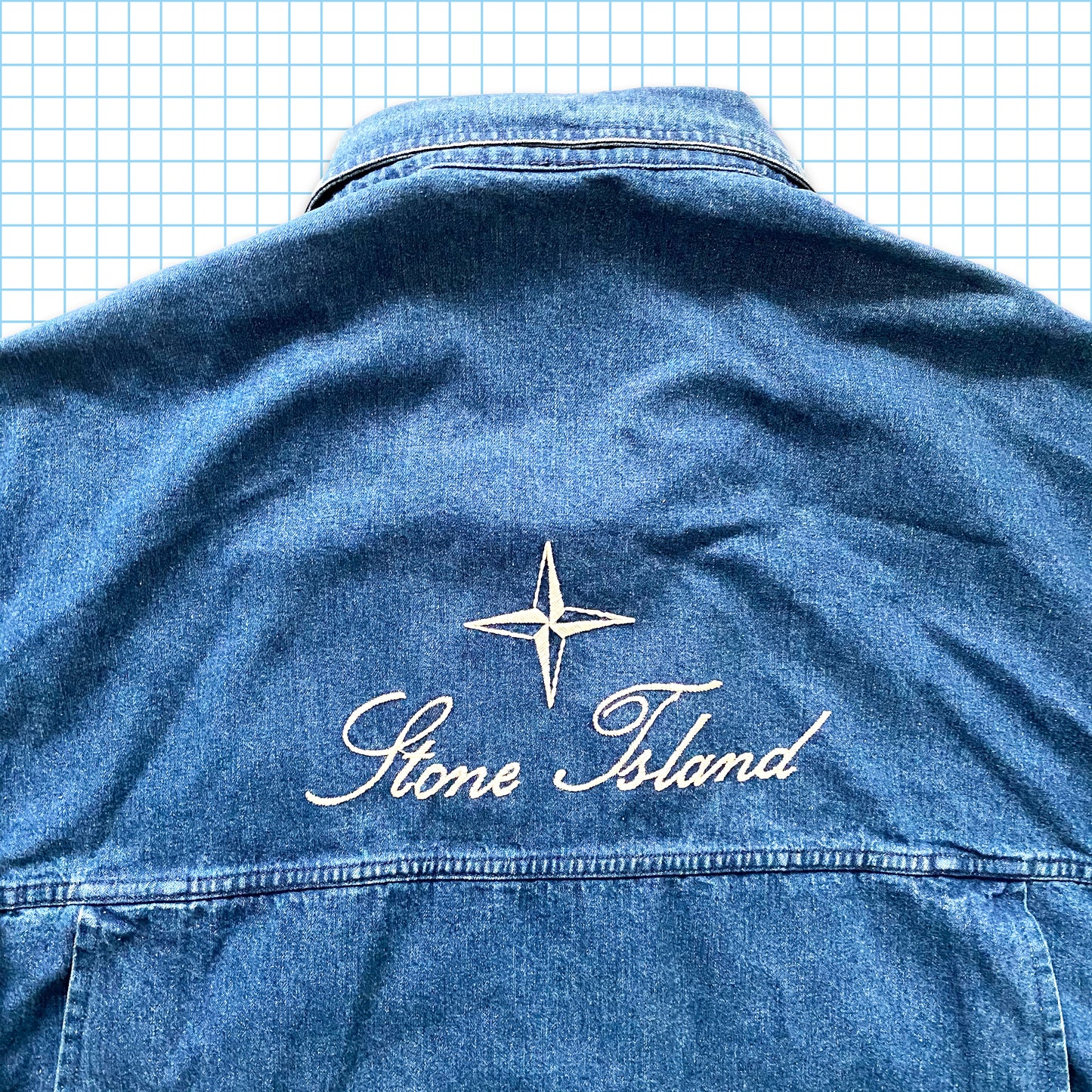 vintage Stone Island Multi Pocket Denim Back Spellout Poachers Veste SS87' - Extra Large