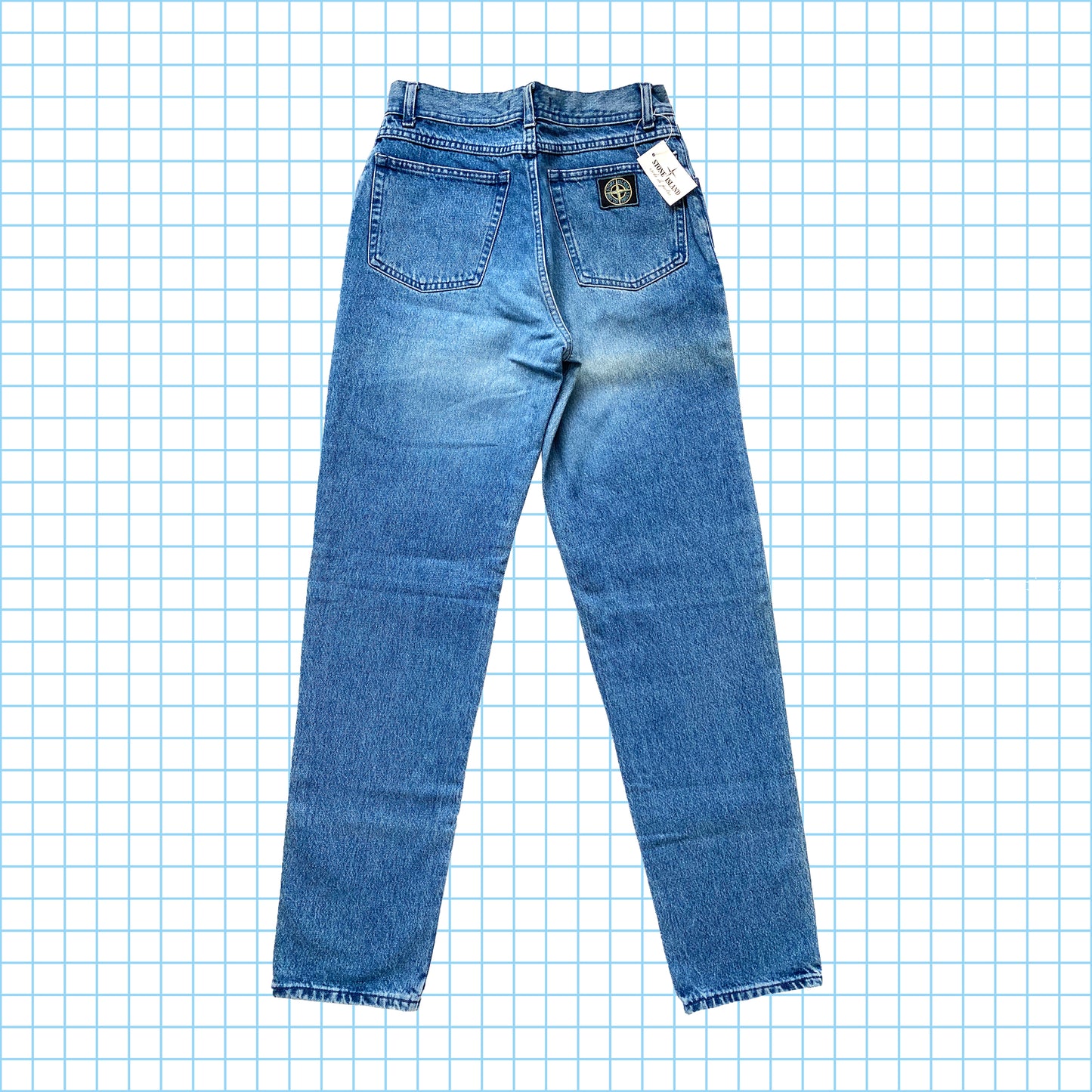 vintage Fin des années 90 Stone Island Washed Blue Denim Jeans - Petit