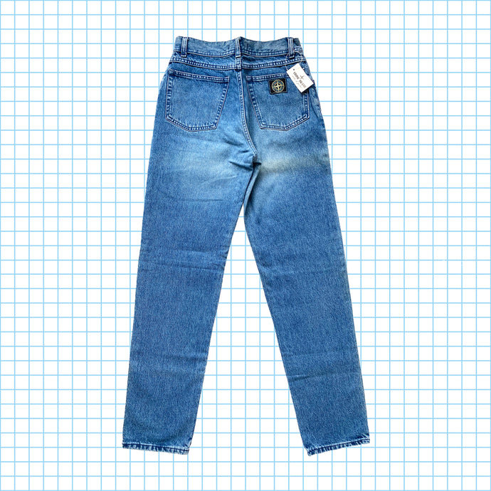 vintage Fin des années 90 Stone Island Washed Blue Denim Jeans - Petit