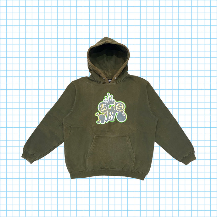 Sweat à capuche vert forêt Stüssy vintage des années 90