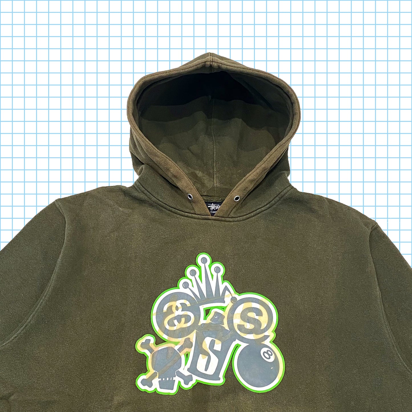 Sweat à capuche vert forêt Stüssy vintage des années 90