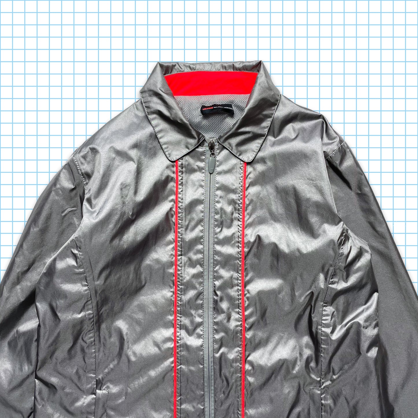 Vodafone x McLaren Mercedes Silver Nylon Hooded Overshirt - Small