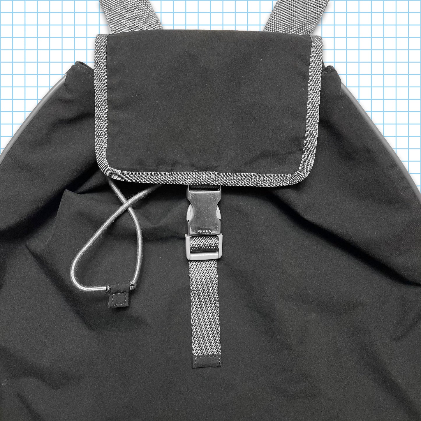Vintage Prada Sport Black Drawstring Backpack