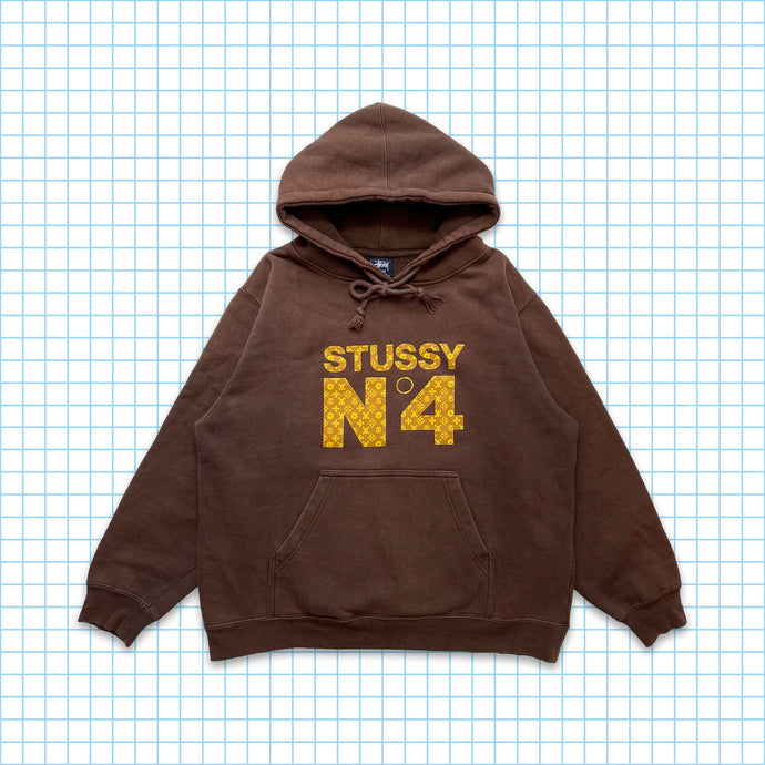 Vintage Stüssy Skull & Crossbones Monogram Brown Hoodie - Medium / Large