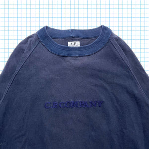 Vintage 90's CP Company Tonal Navy Spellout Crewneck - Medium