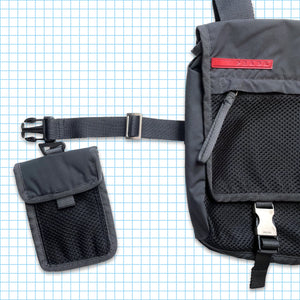 Prada Sport Dark Grey Mesh Front Pocket Side Bag/Belt Pouch