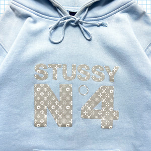 Vintage Stüssy Skull & Crossbones Monogram Baby Blue Hoodie