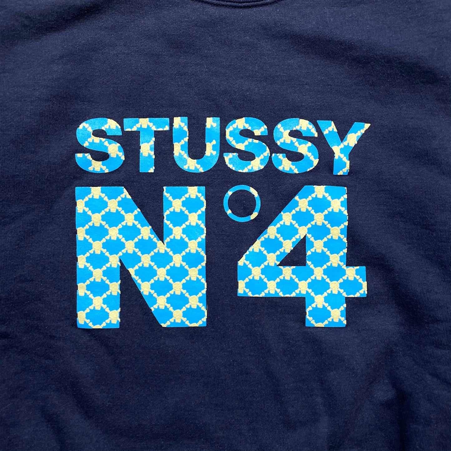 Vintage Stüssy Skull & Crossbones Monogram Midnight Navy Crewneck - Large