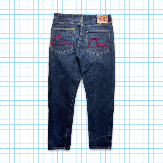 vintage Evisu Brodé Red Gull Selvedge Denim - Taille 32 » / 33 »