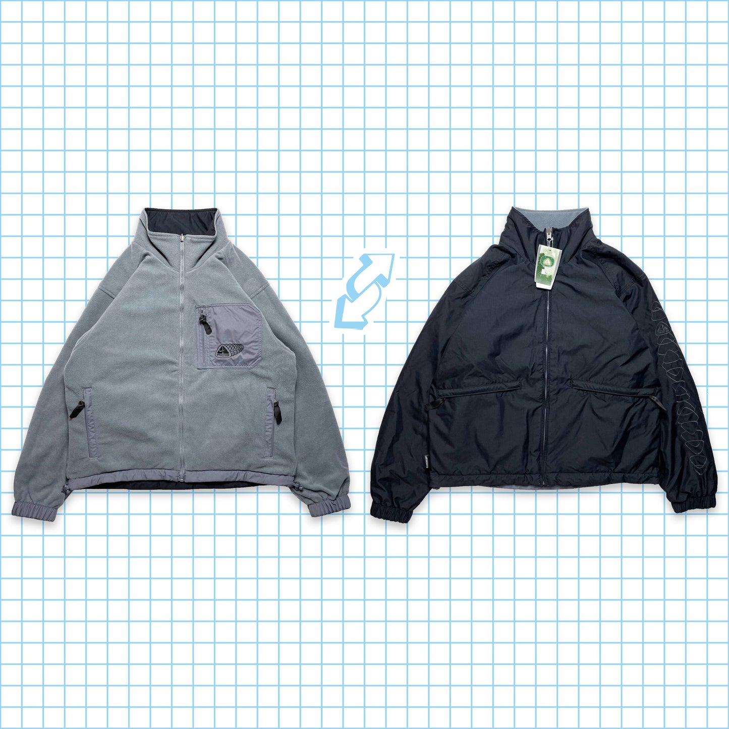Nike ACG Nylon / Fleece Reversible Jacket Fall 00' - Medium / Large