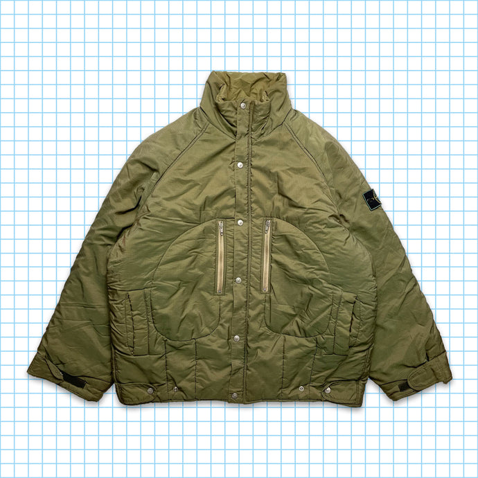 Vintage Stone Island Rip Stop Khaki Nylon Shimmer Puffer AW89 - Extra Large / Extra Extra Large